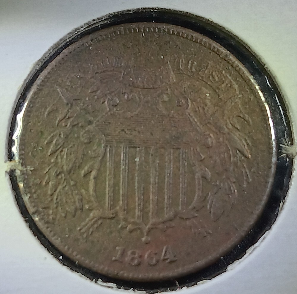 1864 2 Cent Piece Civil War 1st Year Minted