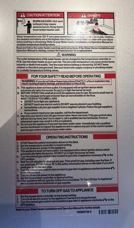 RINNAI RE199EP OUTDOOR TANKLESS WATER HEATER 199K BTU PROPANE GAS