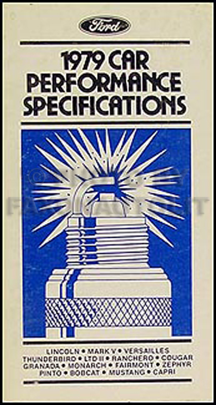 1979 Lincoln Performance Specifications Manual Mark V Versailles Continental