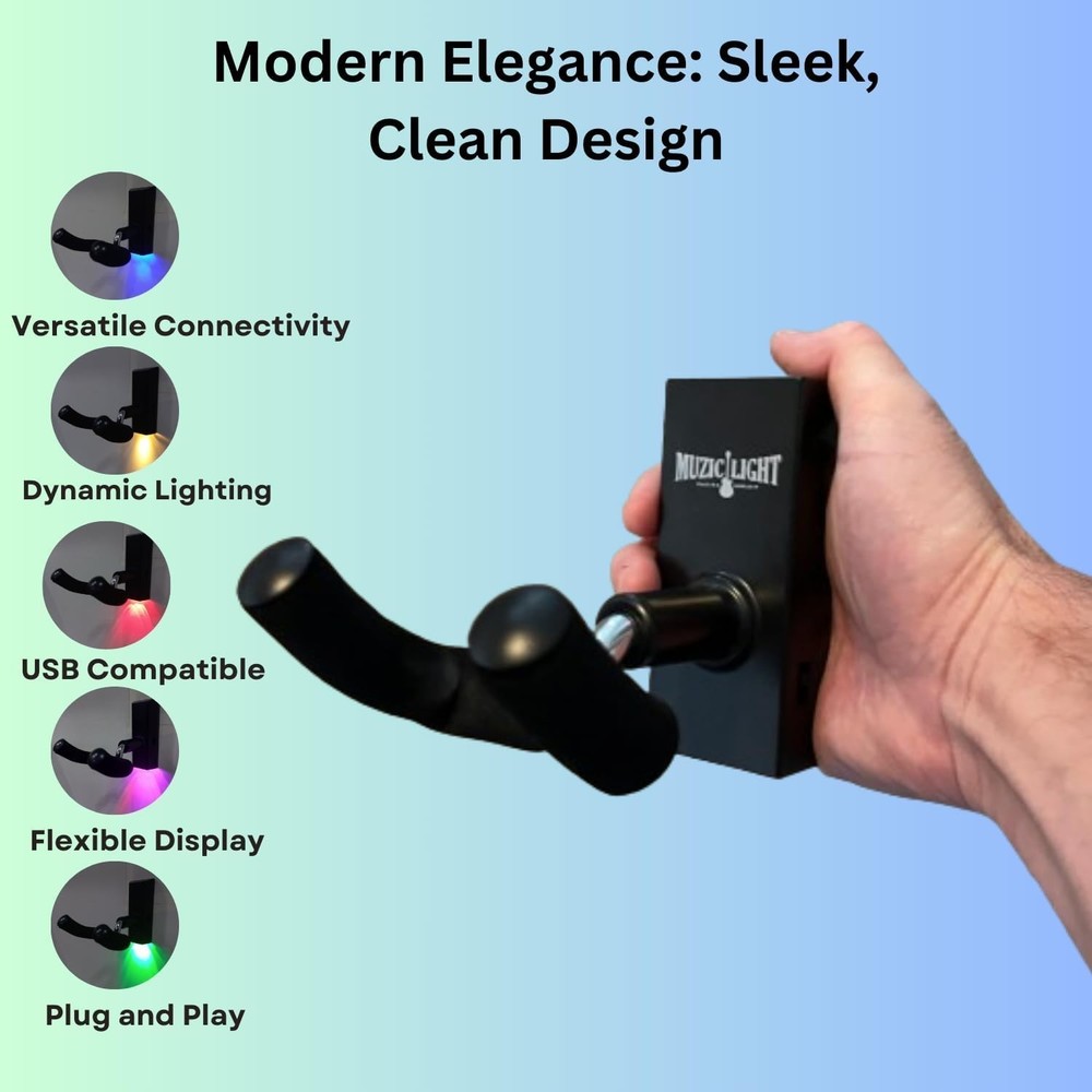Transform Your Space: LED Guitar Wall Mount with Hidden Hardware & Color Options