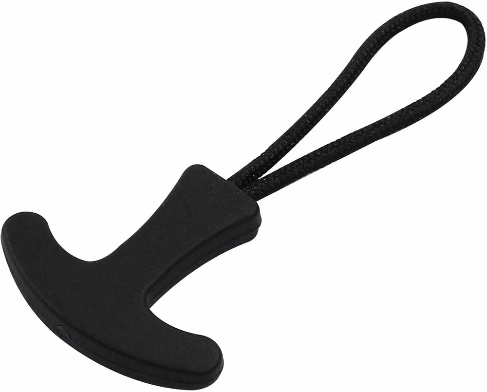 20pcs T-Shaped Zipper Pulls, Black Nylon & Plastic, TY202411271010, Zipper Pull