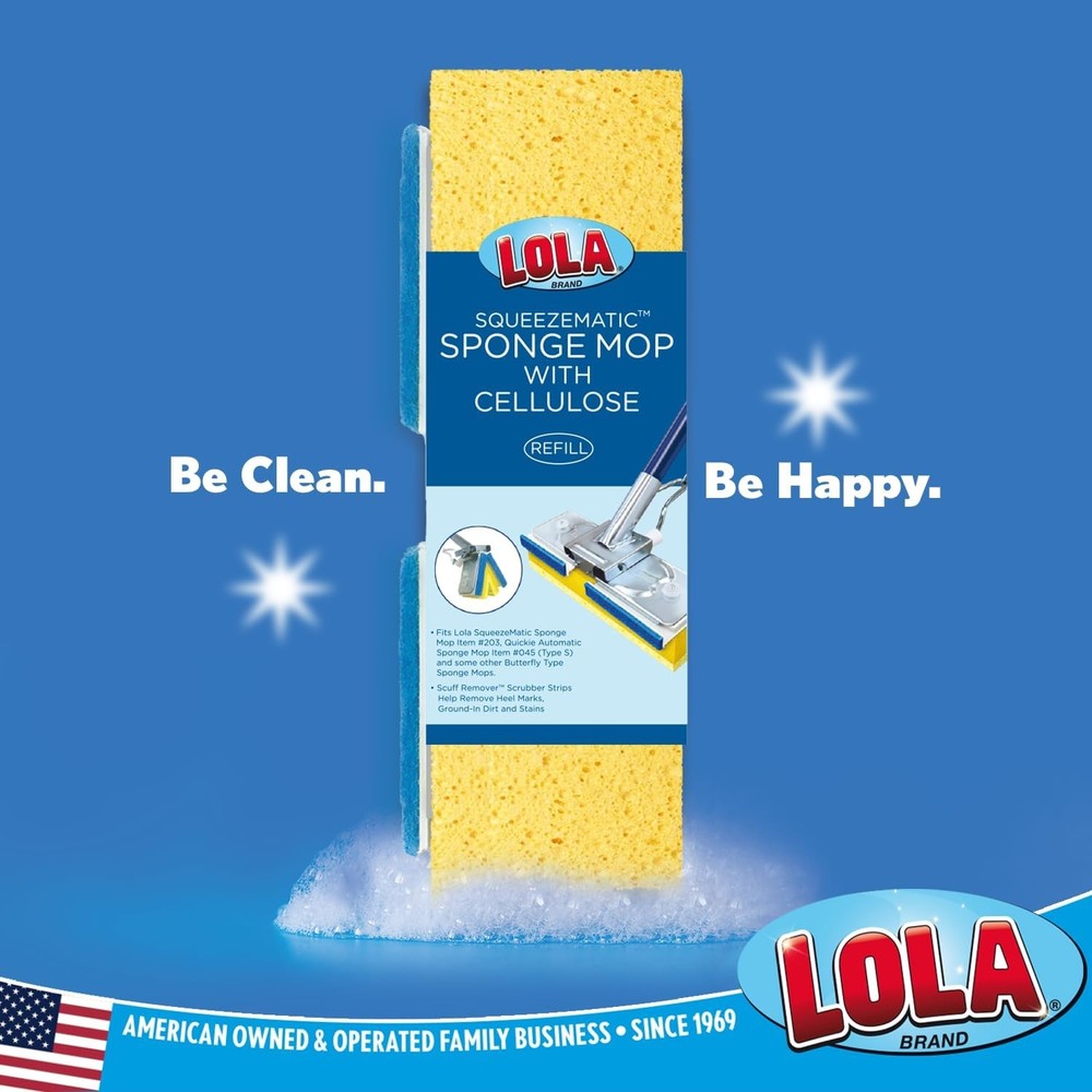 9" Cellulose Butterfly Sponge Mop Refill, 2-Pack
