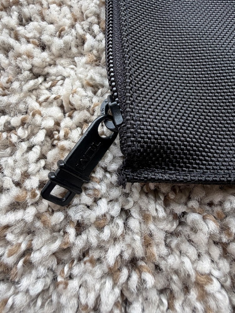 Tumi Small Black Flat Nylon Square Zipper Accessories Pouch