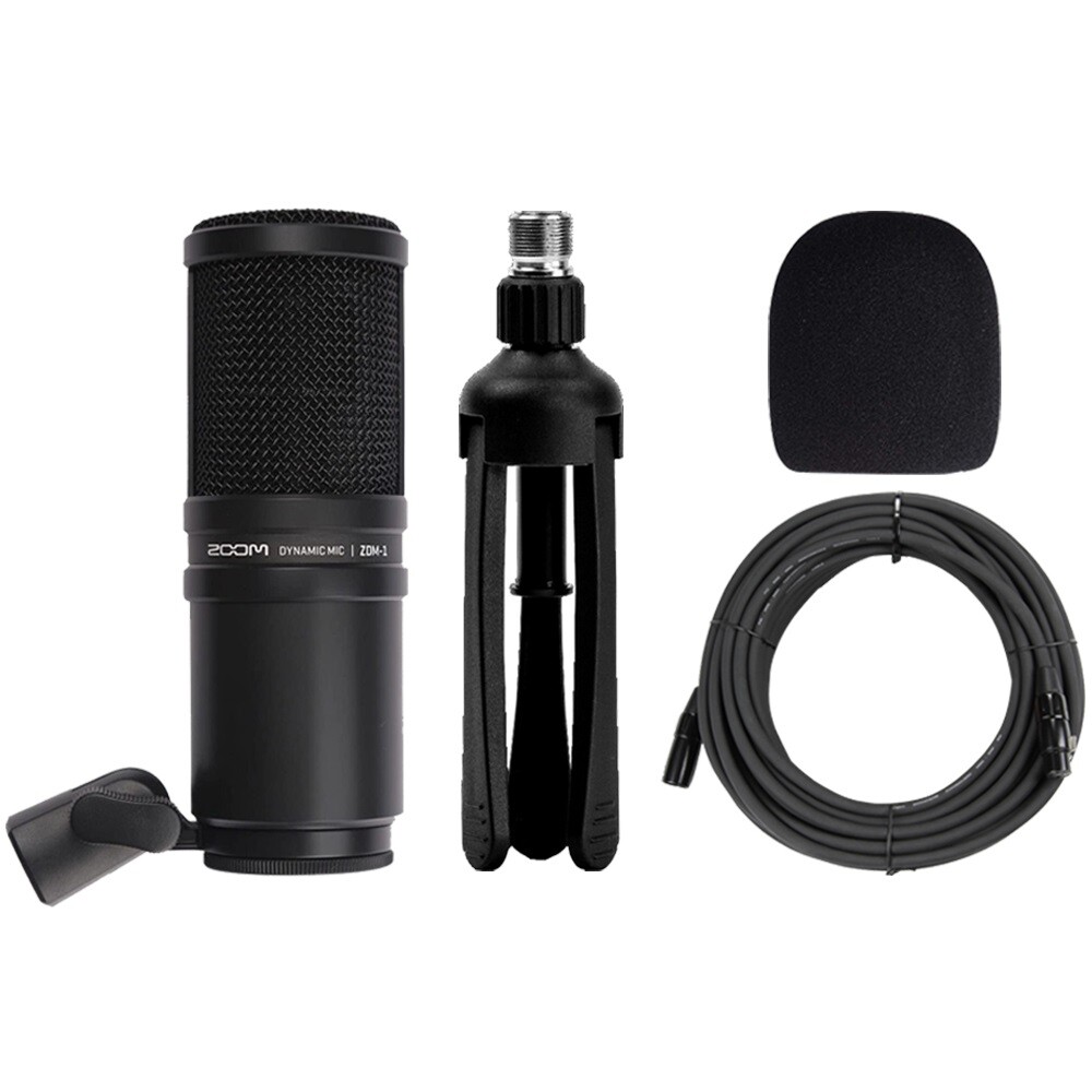 Zoom ZDM-1 Dynamic Microphone Optimized with Tabletop Tripod Microphone Stand