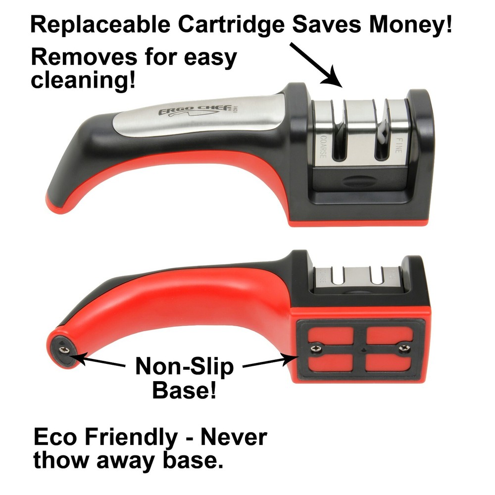 2 Stage Manual Knife Sharpener Carbide and Ceramic inserts FASTEDGE Red & Black