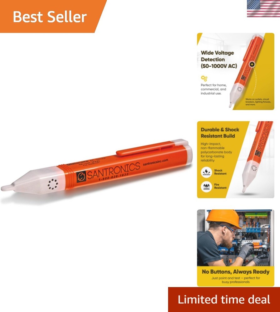 High-Intensity AC Voltage Tester with Audio/Visual Alerts - Compact & Reliable