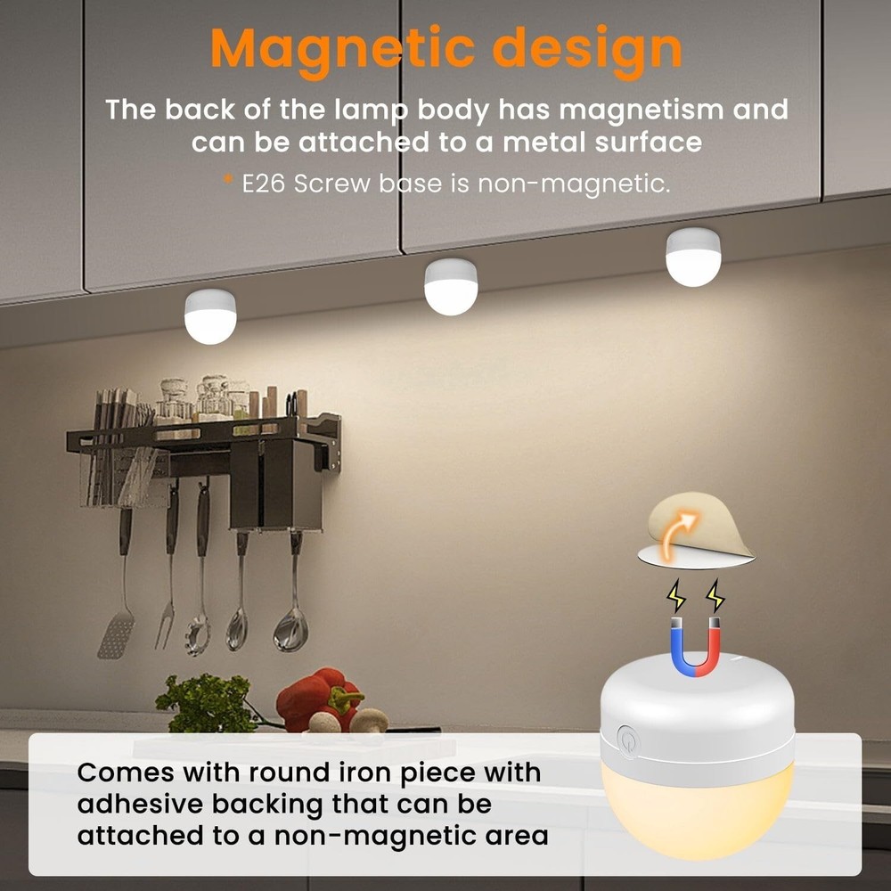 2Packs E26 Rechargeable Light Bulbs with Remote Control Timer and 700LM