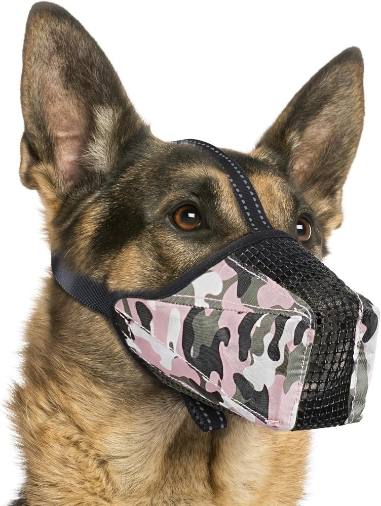 Mesh Dog Muzzle Breathable Soft Dog Muzzle W/ Reflective Straps Secure Fit