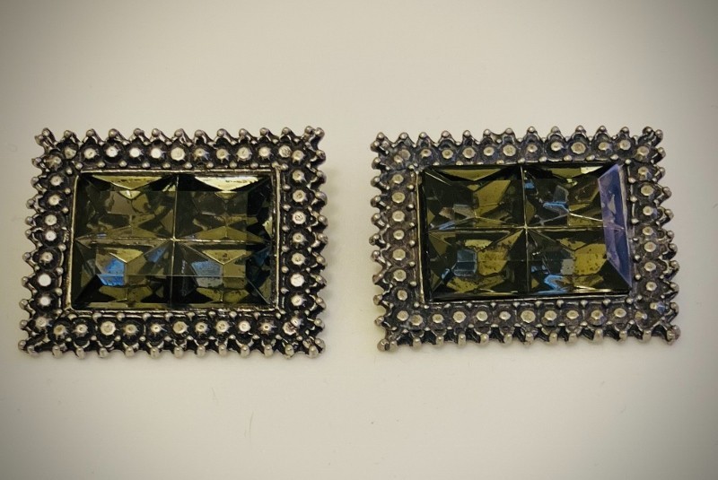 Pair of Vintage Rhinestone Rectangular Shoe Clips