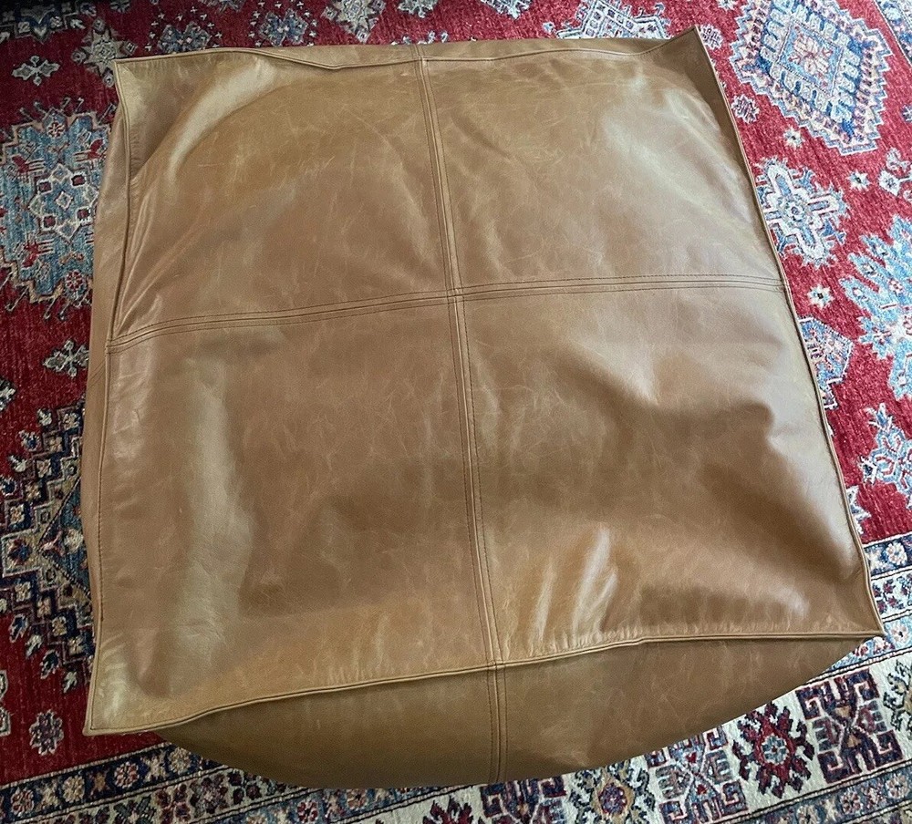 Leatherooze Moroccan Ottoman Footstool Genuine Unstuffed Boho EUC