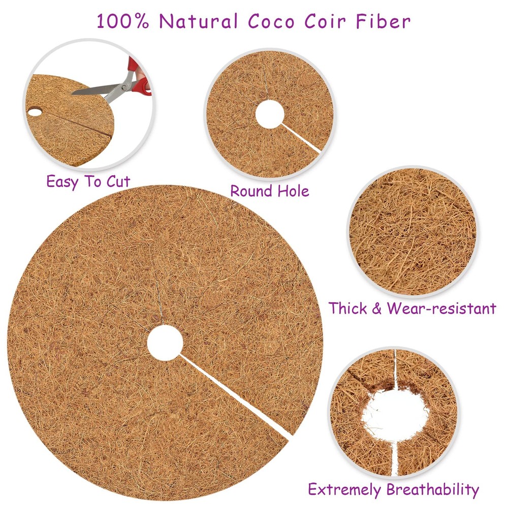 10 Pcs 11.8 Coco Coir Fiber Tree Mulch Ring Protector Mat- Coco Liner Mulch ...