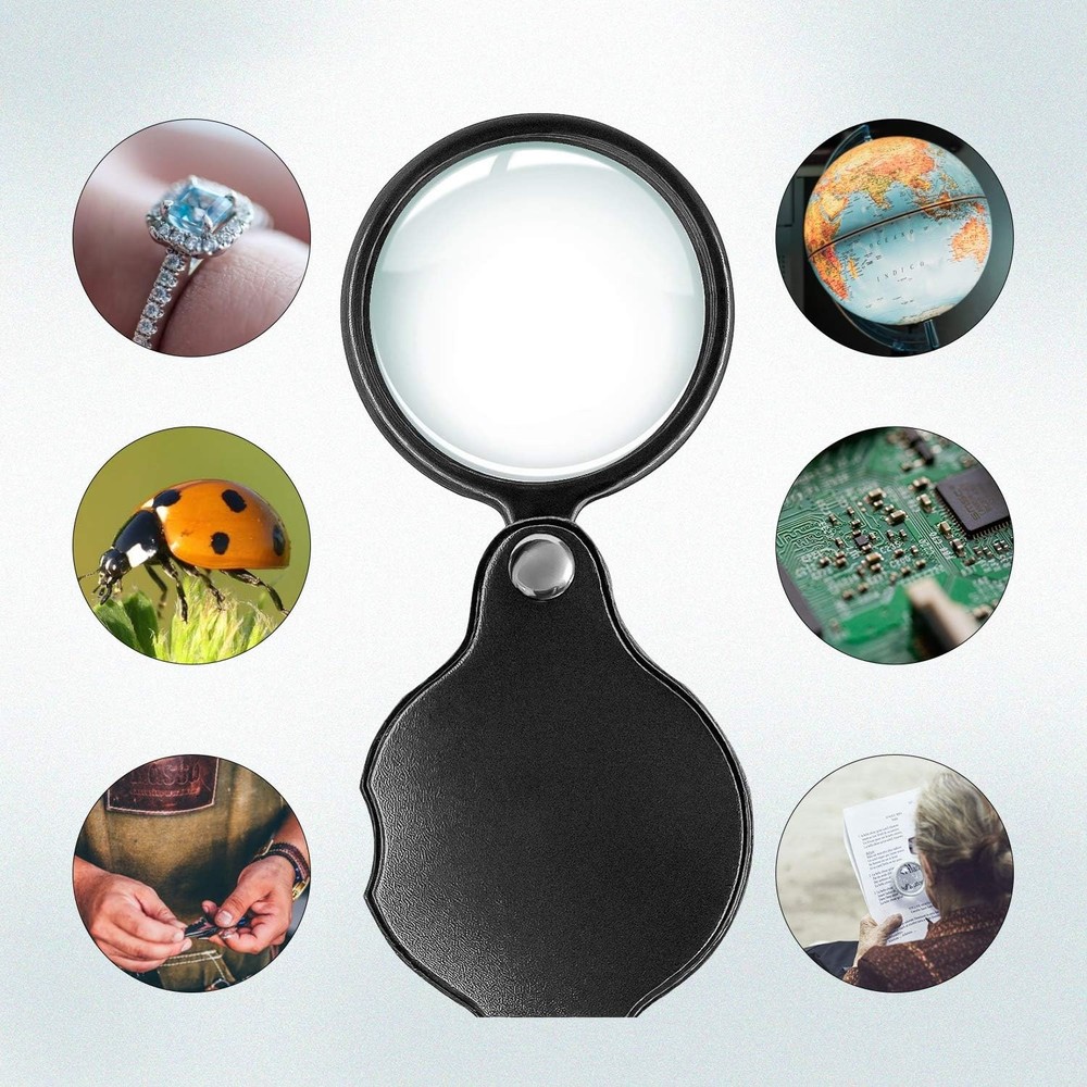 Wapodeai Magnifying Glass 10x Pocket 2 Pieces