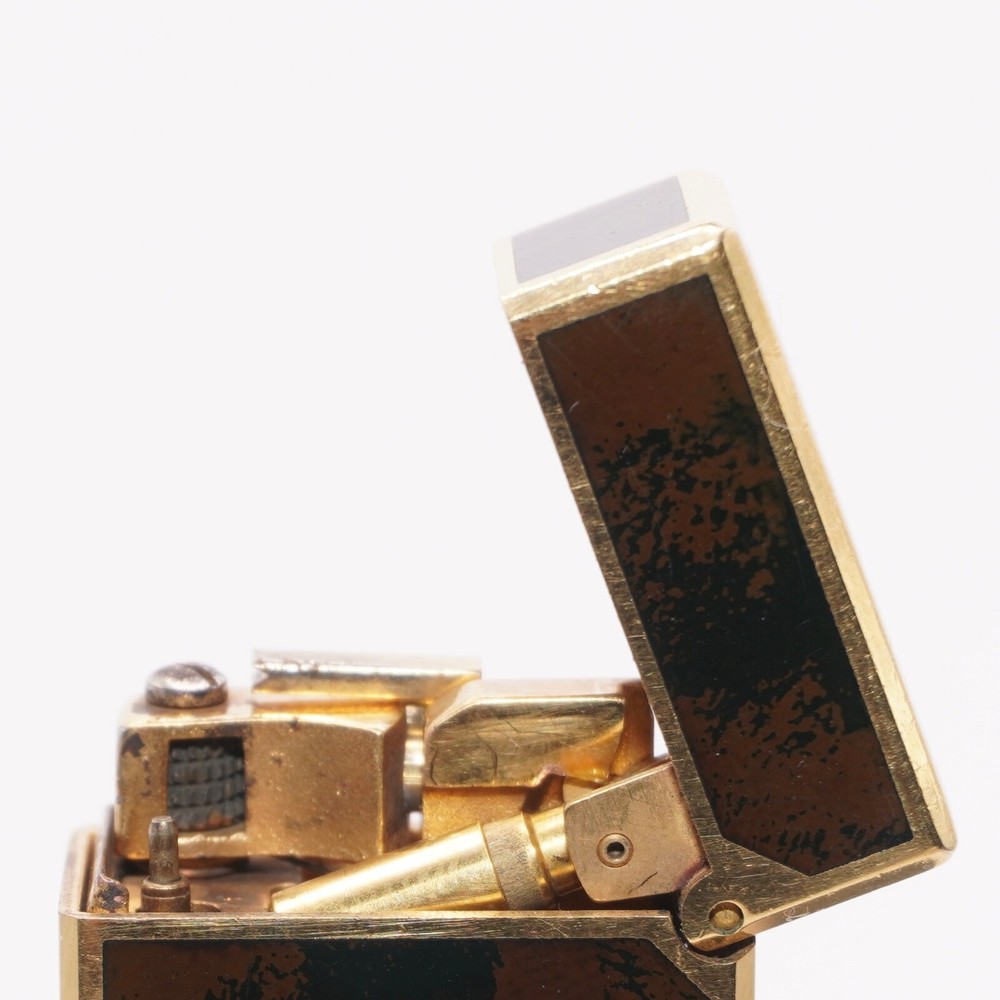 Dunhill Lighter Gold/Brown Lacquer_Ultrasonically Cleaned_WORKING