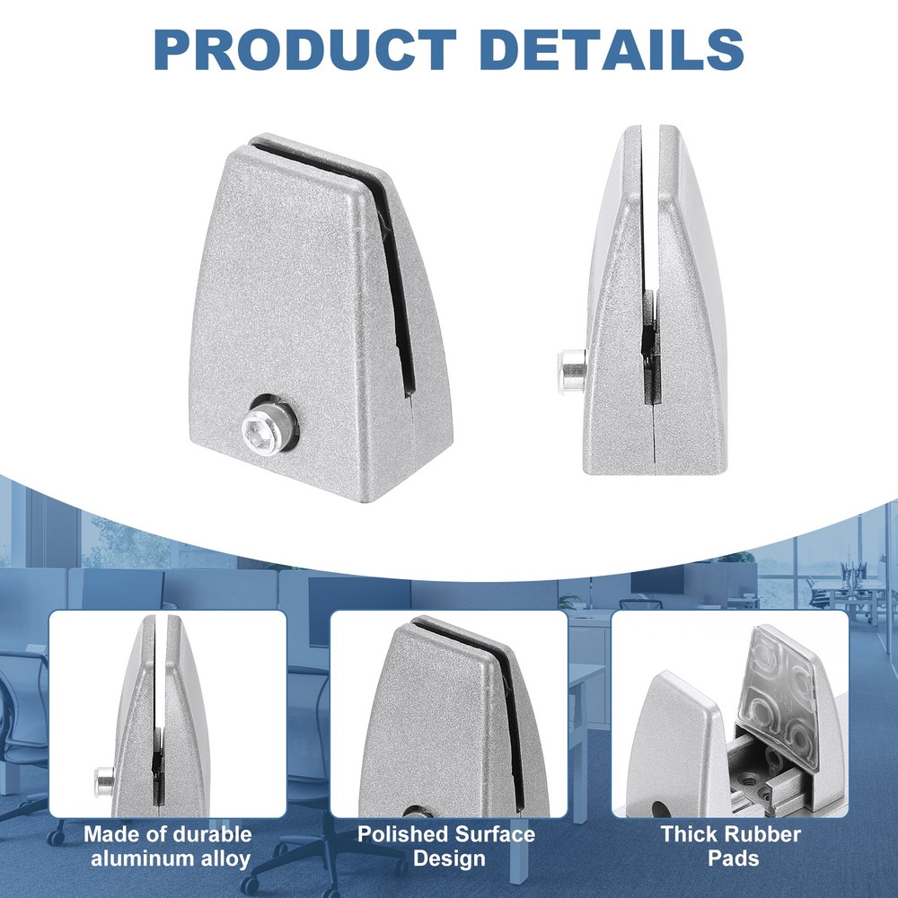 20 Pcs Adjustable Desk Divider Partition Clips, Sneeze Guard Support, Silver