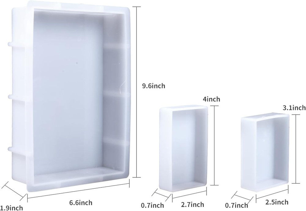 3 Pcs Rectangular Silicone Molds for Resin, Large Resin Mold Glossy Deep Square