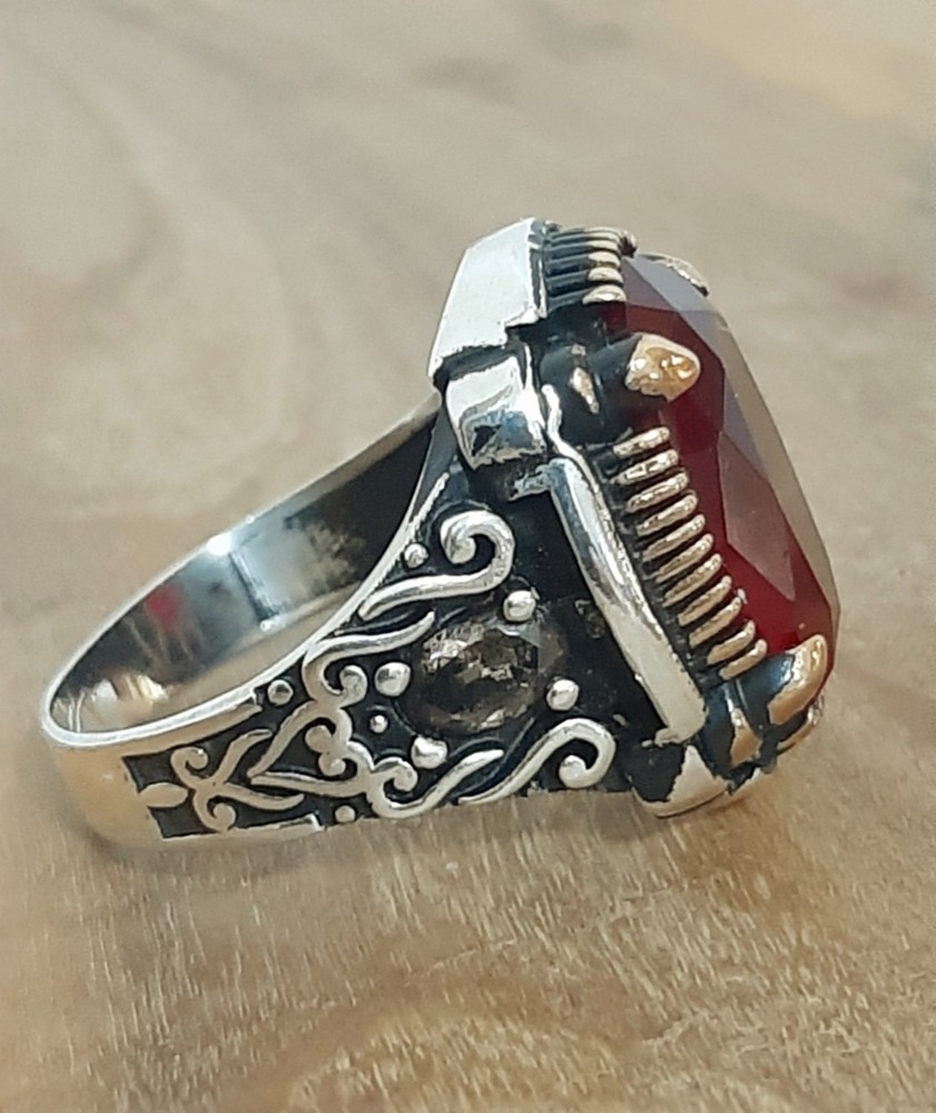 925 SILVER RING Men Solitaire Spinel Ring Sterling Man $