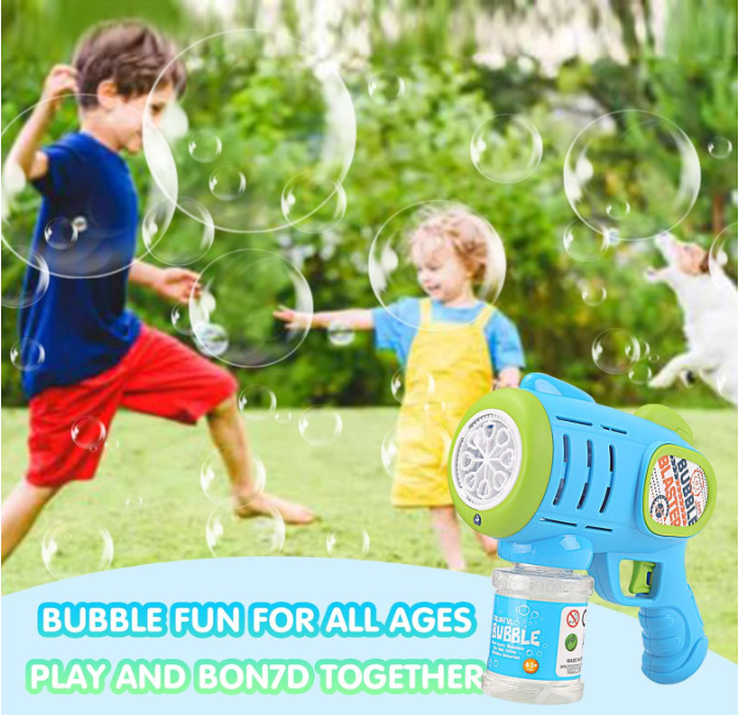2 Pack Bubble Guns for Kids, LED Light Up Bubbles Machine Blower