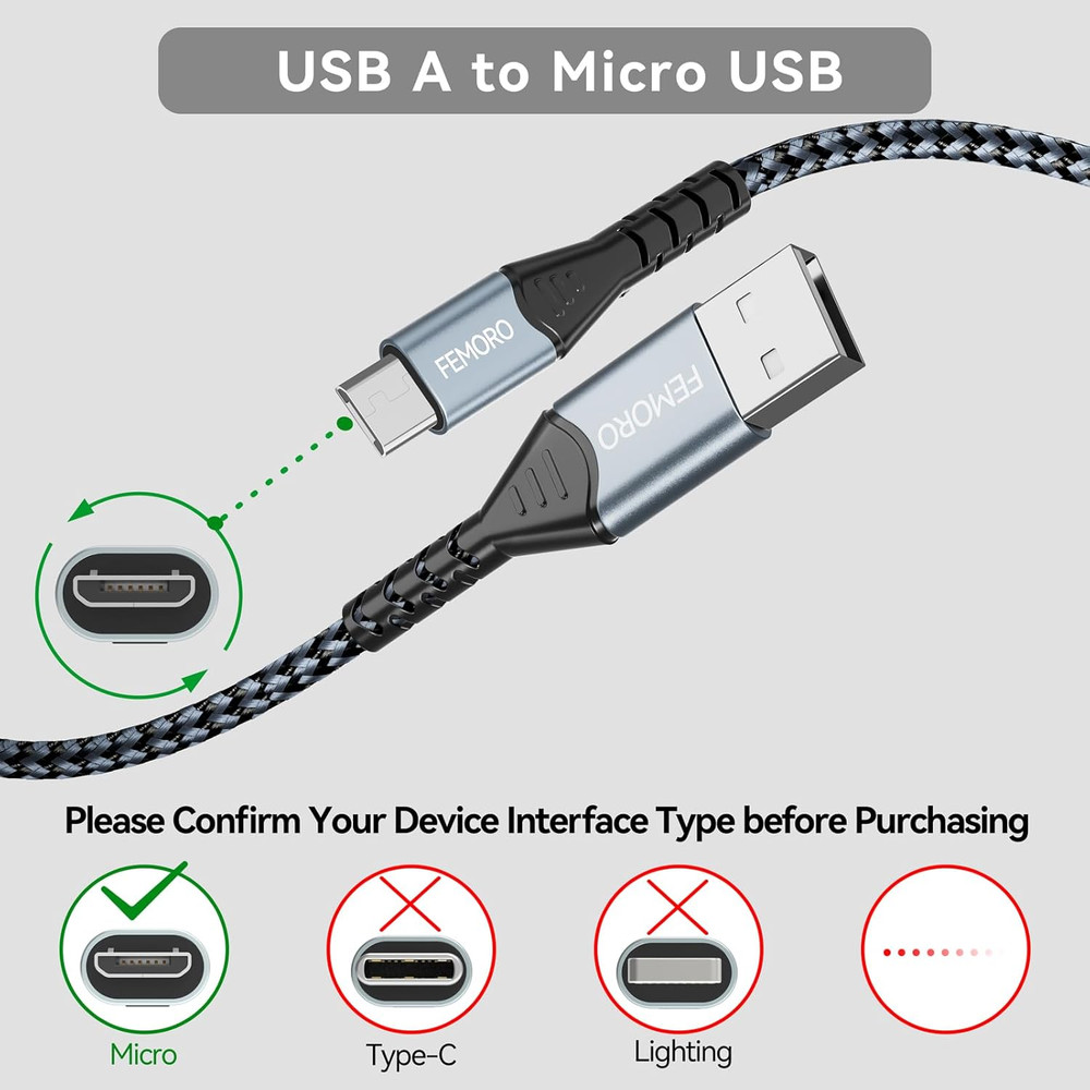 Micro USB Cable 20 Ft, PS4 Controller Charging Cable, Extra Long Micro USB Braid
