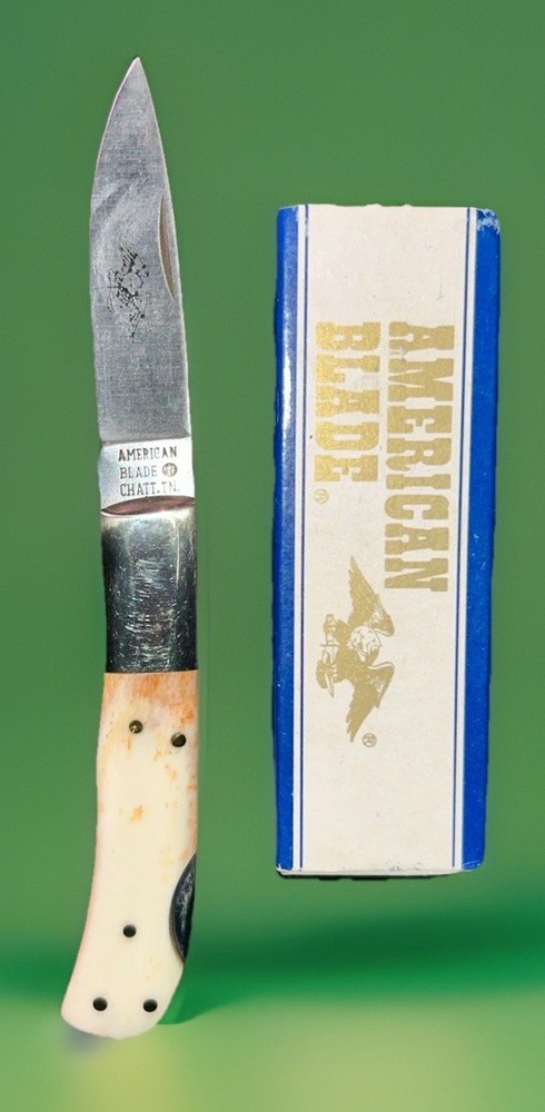 American Blade AB-16 Lockback Pocket Knife bone handle
