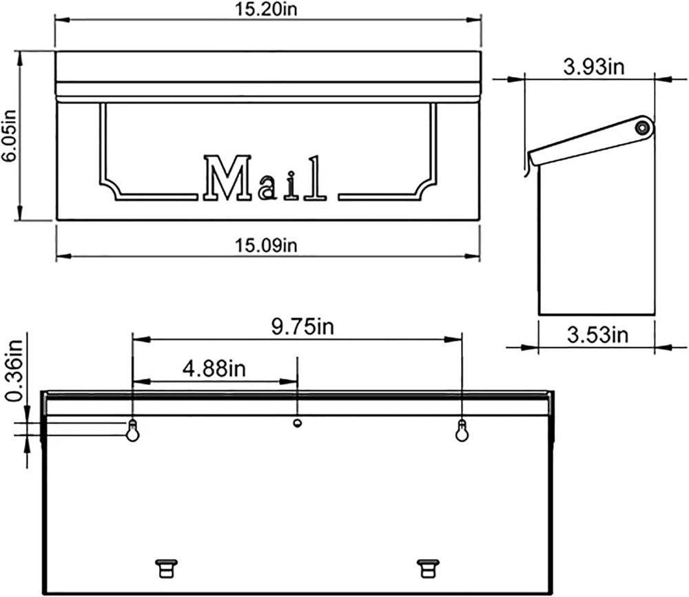Sleek Black Wall-Mount Mailbox - Timeless Design with Top Access Functionality