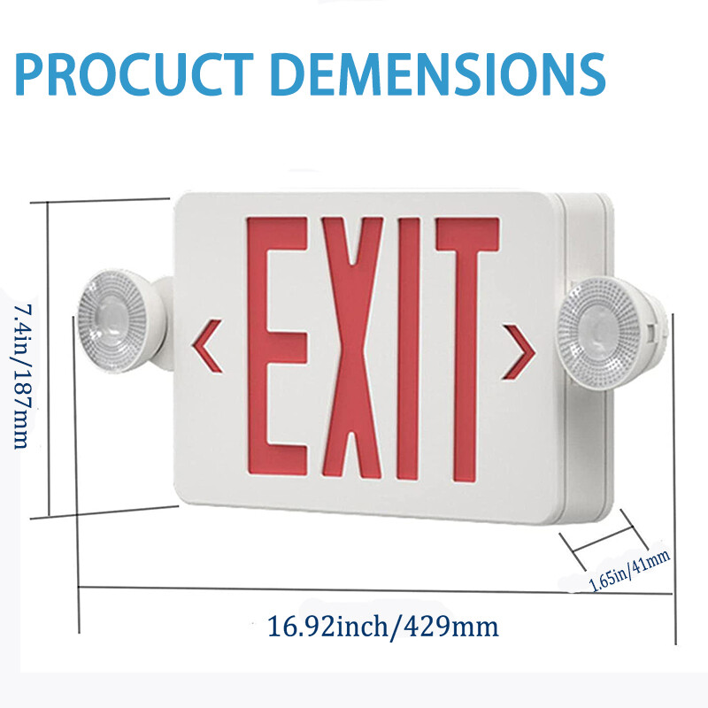 6Pack LED Exit Sign Emergency Light–Hi Output Compact Combo Red Fire UL listed