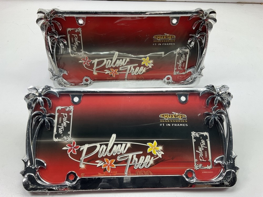 (2) Cruiser 19003 Palm Tree License Plate Frame; Chrome