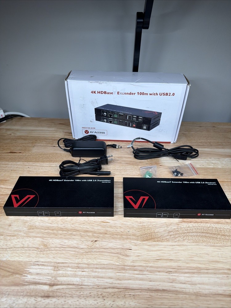 AV ACCESS 4KEX100-KVM HD BaseT EXTENDER 100m USB 2.0 RECEIVER TRANSMITTER POWER