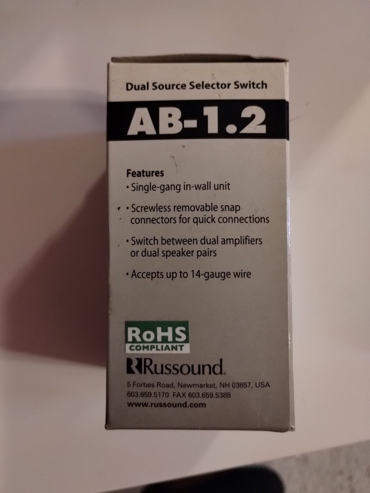 Open Box RUSSOUND Dual-Source In-Wall Speaker Selector switch AB-1.2