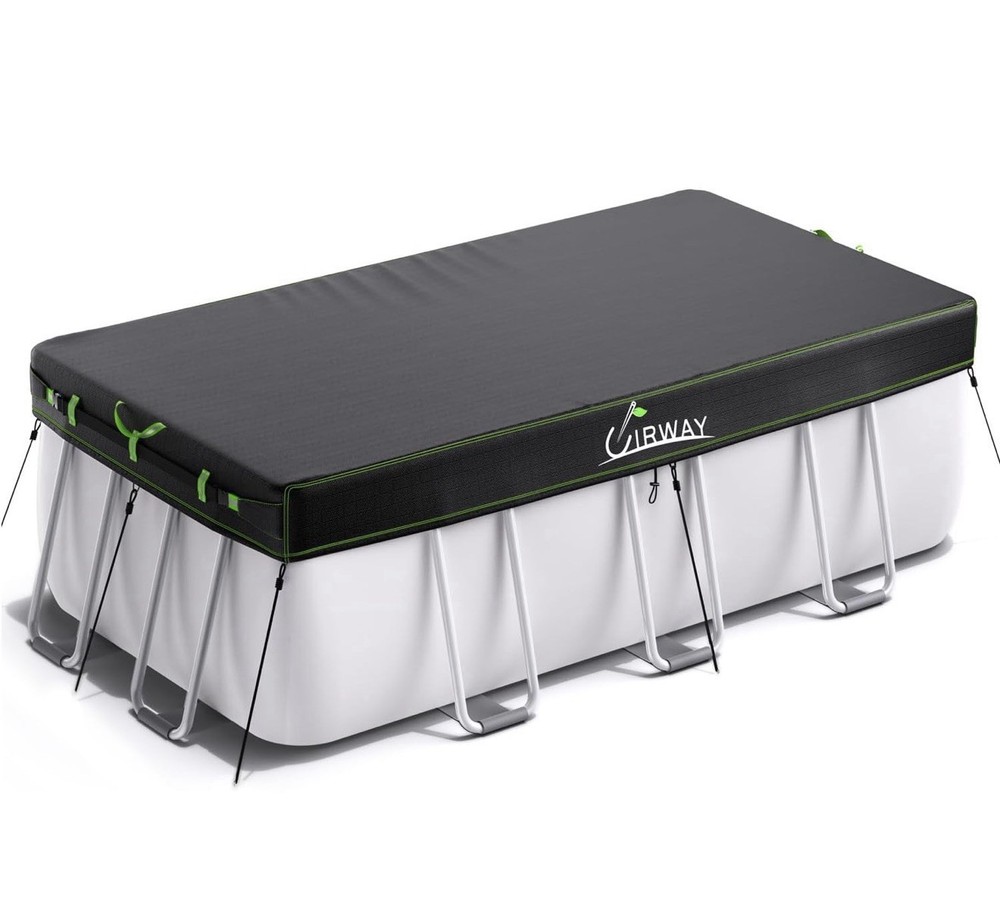 Rectangular Pool Cover with Reflective Strips for Above Ground Pool, 12x18 FT