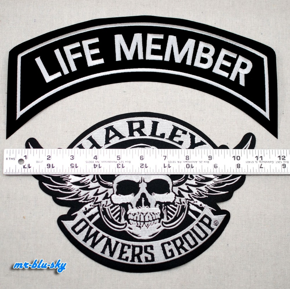 Large Life & Winged Skull Silver Patch Set ~ Harley Davidson Owners Group HOG
