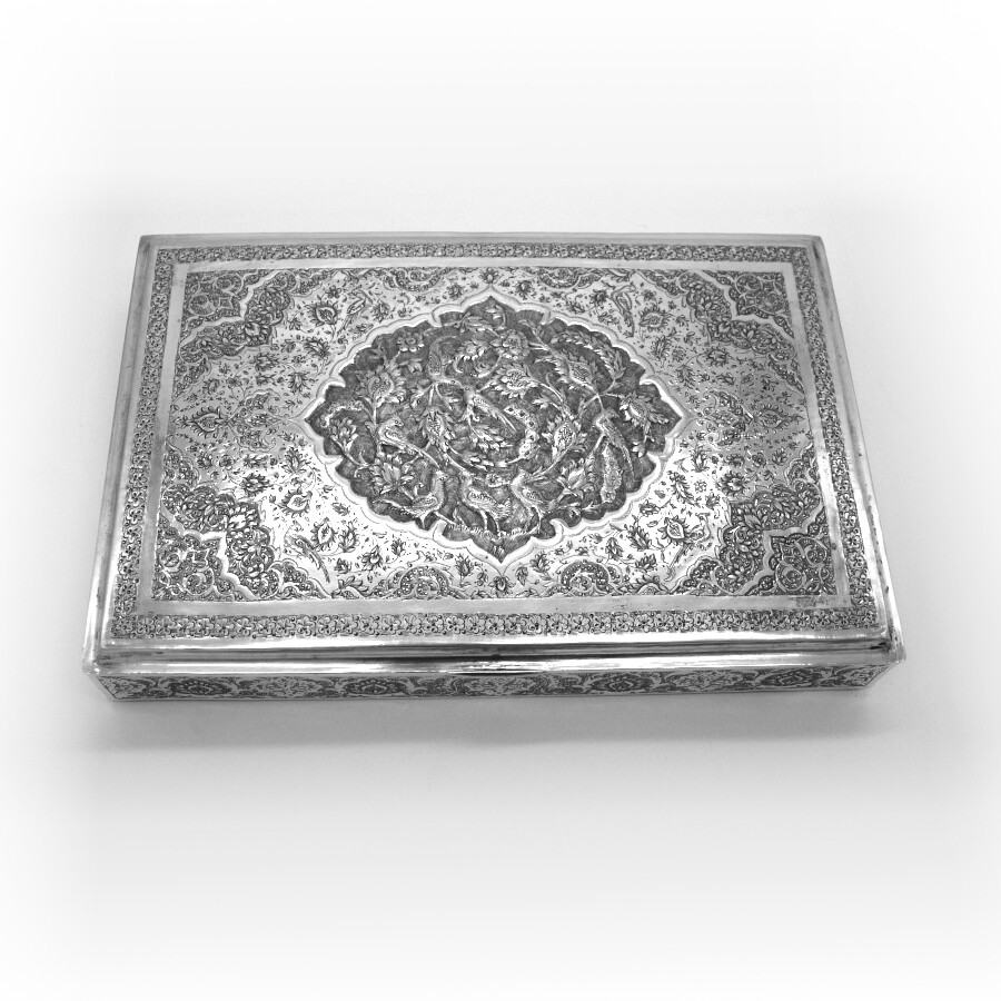 Ornate Floral Bird Box Middle Eastern 84 Standard Silver