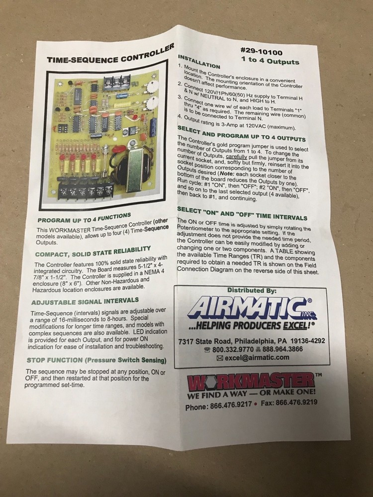 Workmaster Time-Sequence Controller 29-10100 1 to 4 Outputs ***NEW!!***