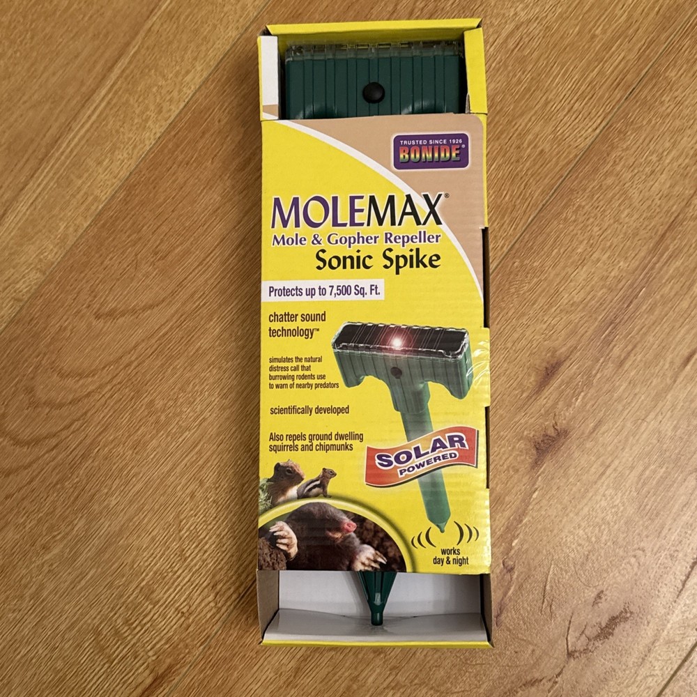 Bonide (BND61121) Molemax Sonic Spike Repeller Solar Powered Mole and Gopher New