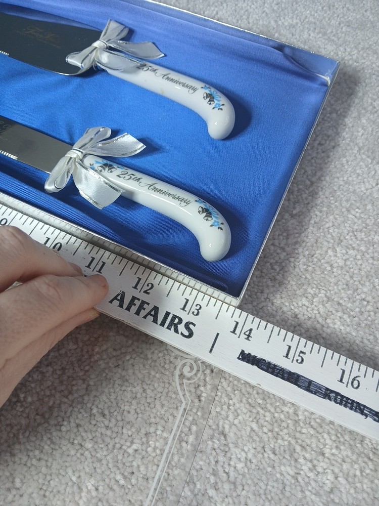 Vtg "Treasure Masters" Elegance-25th Anniversary Cake Knife & Server Set 1984