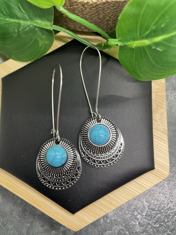 2.5” Silver-tone Retro Boho Dangle Earring Set New Free Ship B4559