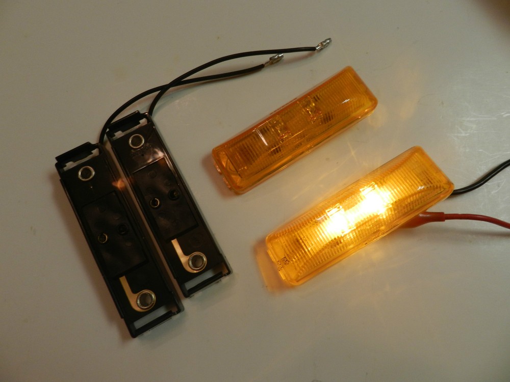 (2) LED Light 1x4 Surface mount w/base Amber Clearance Marker trailer Optronics