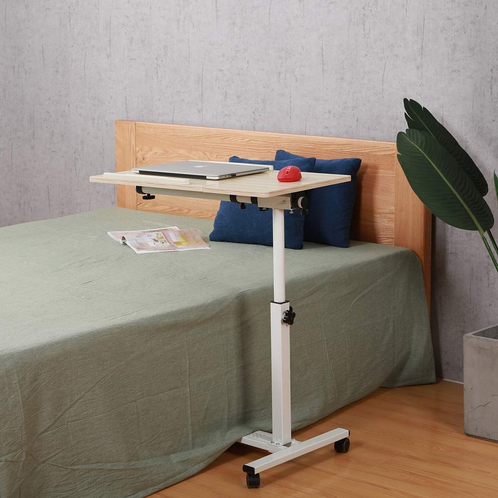 Tilting Overbed Table with Wheels Rolling Laptop Table Overbed Desk Rolling L...