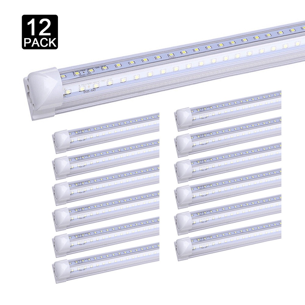 12Pack 8' Led Shop Light Fixture 72W 8FT Integrated Led Tube Light Bulbs 6000K