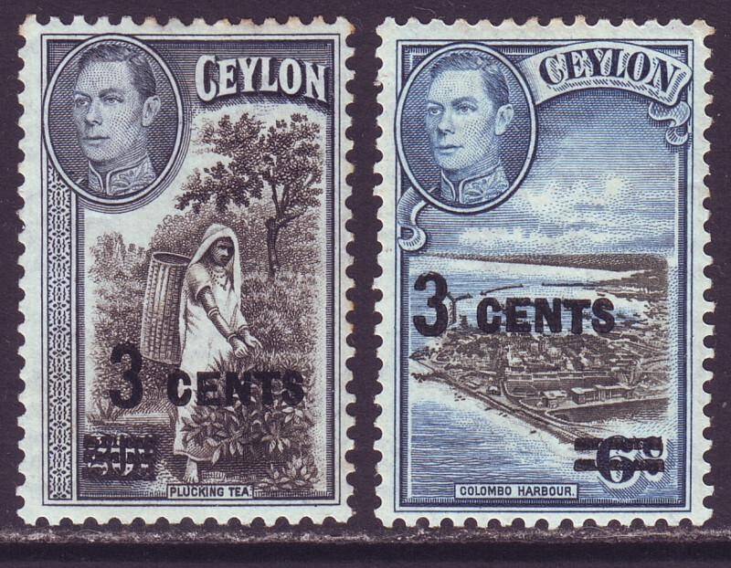Ceylon 1940 SC 290-291 MH Set Surcharged