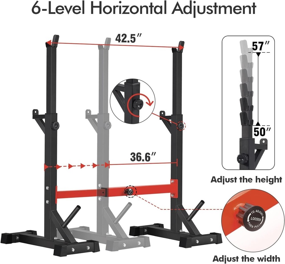 Multi-Functional Adjustable Barbell Rack - Ideal for Squats, Presses, & More