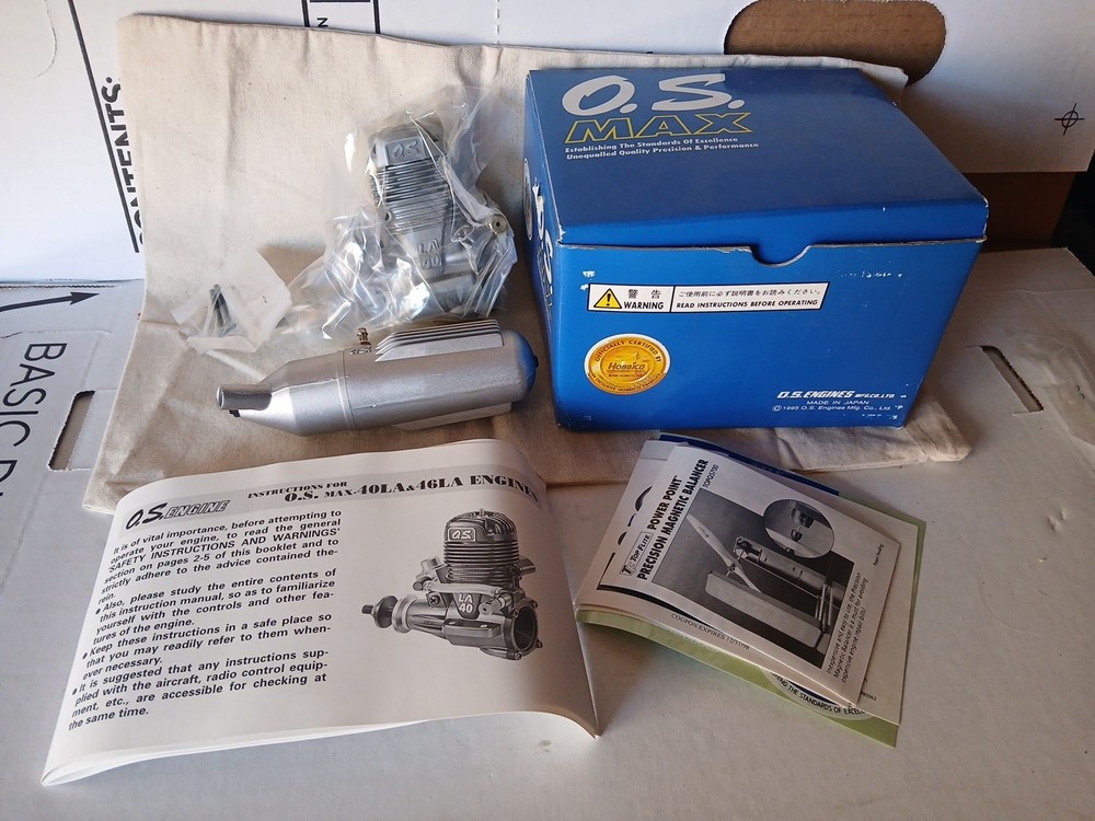 O.S. Engine MAX 40LA Silver Engine w/ Muffler Glow Airplane - in Box NO GLOWPLUG
