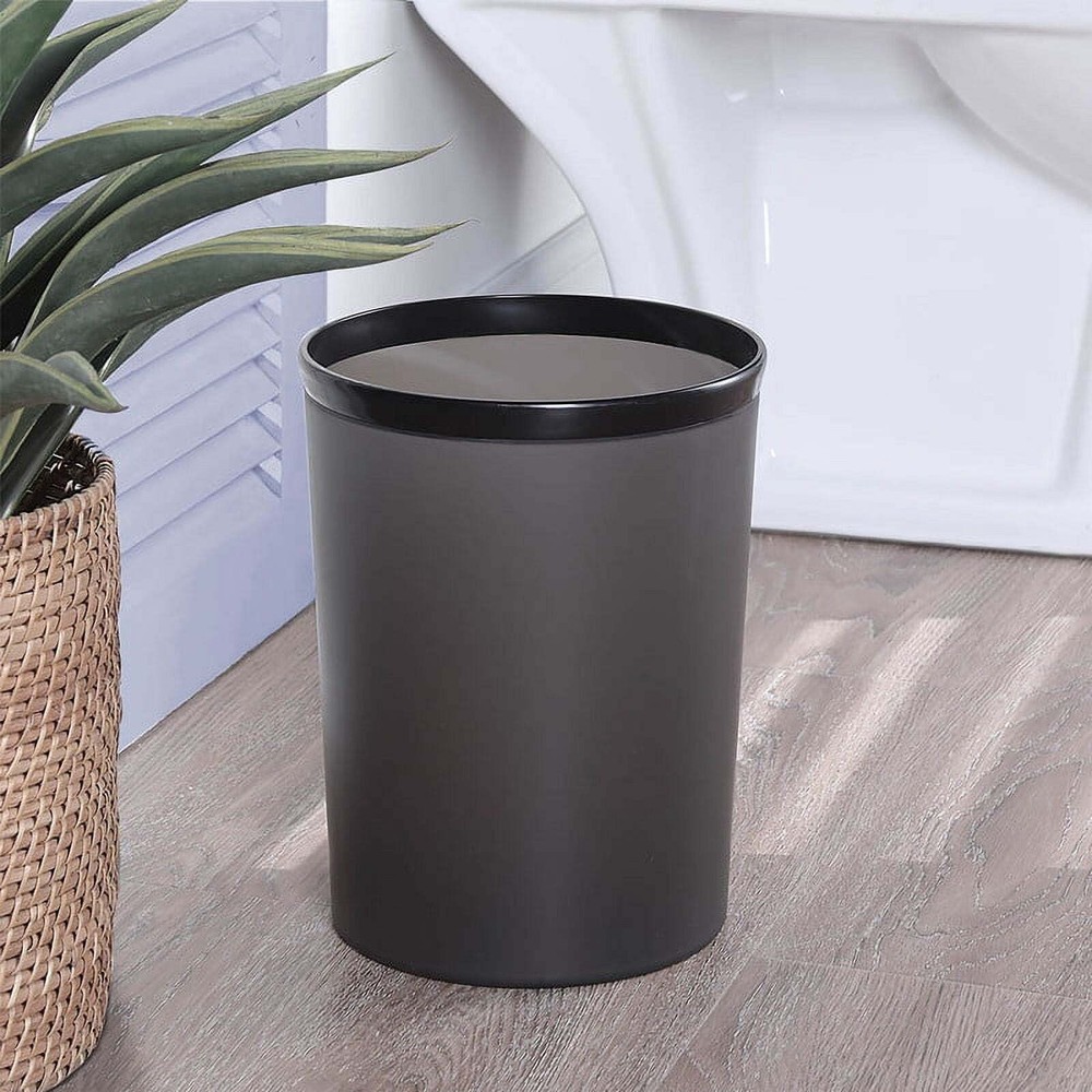 Frosted Plastic Black Wastebasket