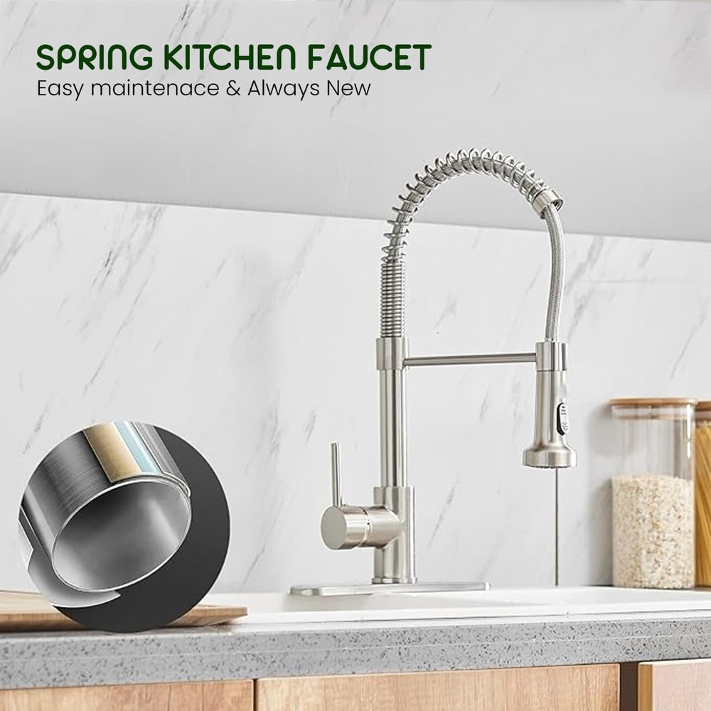 Leak-Proof Kitchen Sink Faucet Single Handle Pull-Down with Dual Mode Switch