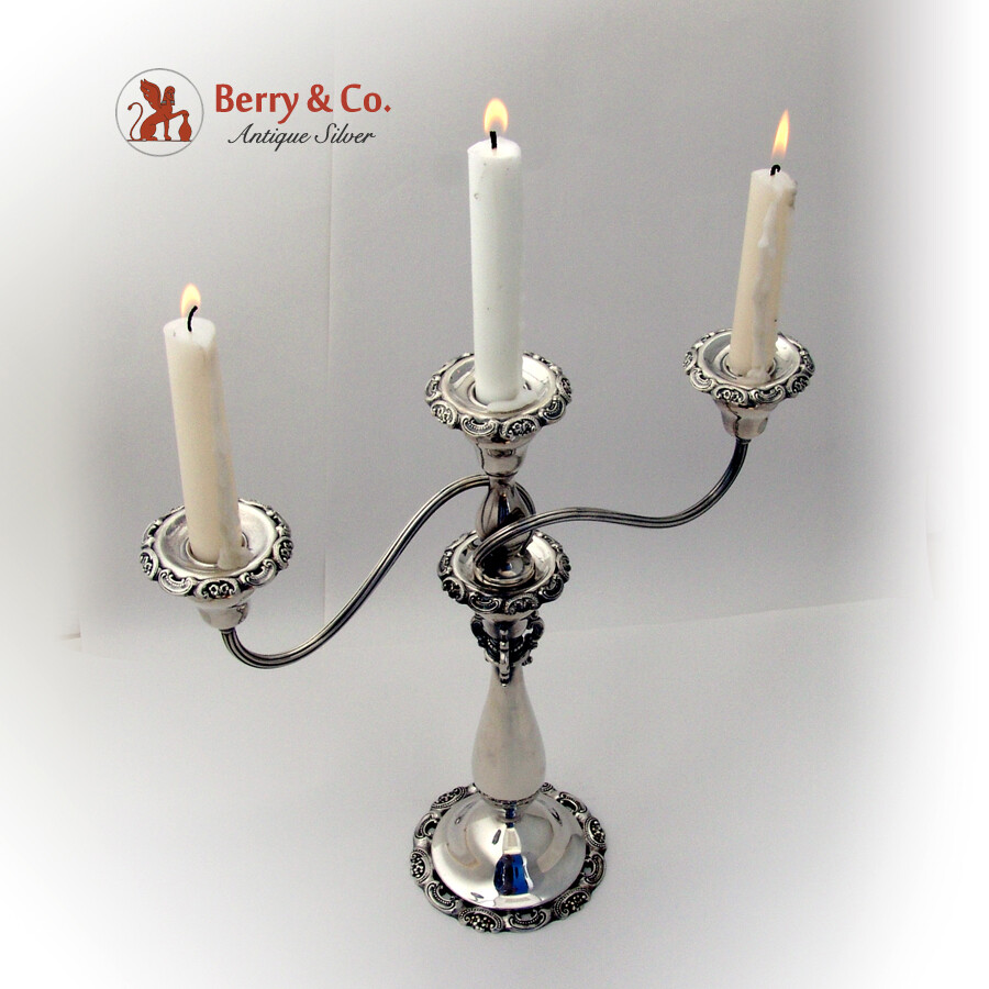 Baroque Three Branch Candelabrum Wallace Silverplate