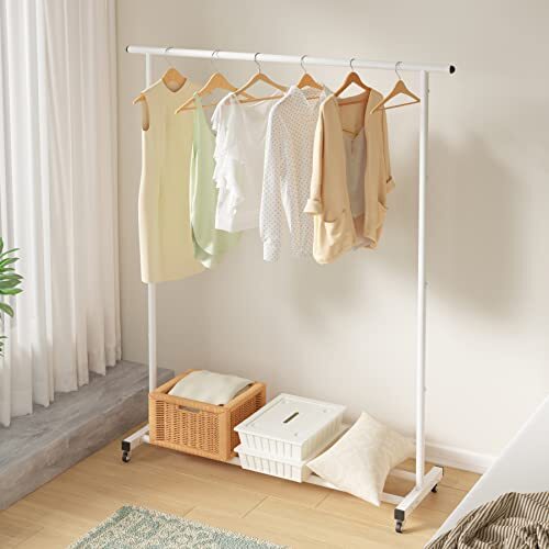 Perchero de ropa con ruedas ajustable Percha independiente para prendas