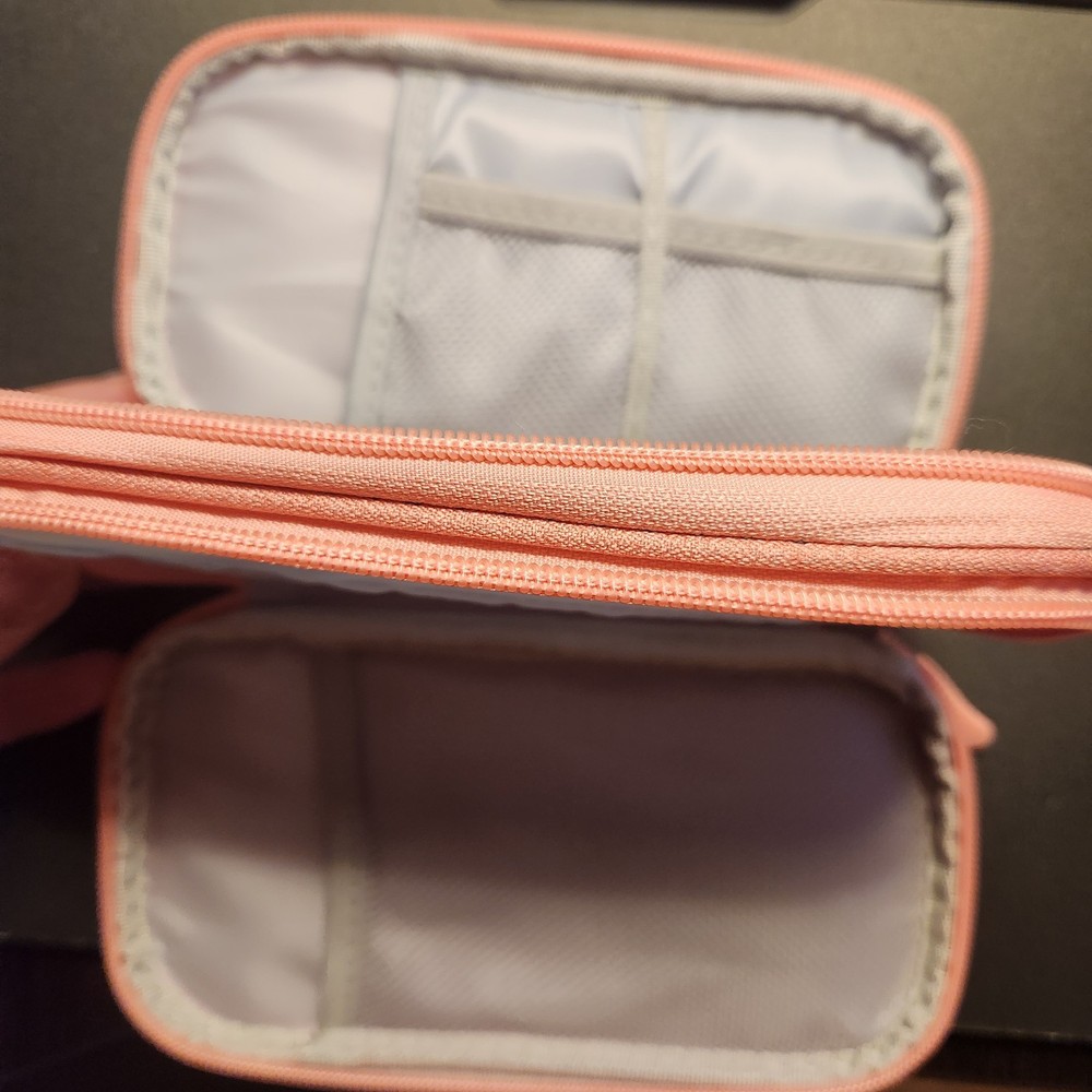 MULTI-PURPOSE TRAVEL CASE/ORGANIZER(4 COMPARTMEMTS IN 2 ZIPPERED SECTIONS), PINK