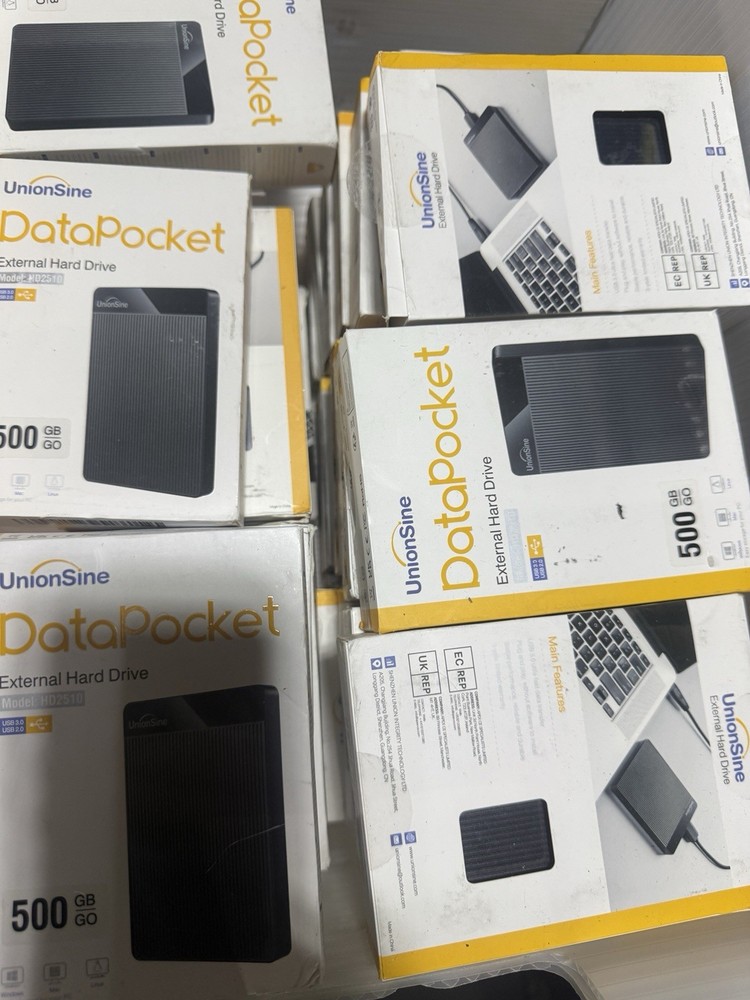 3 pack UnionSine DataPocket External Hard Drive 500GB HD2510 (SEALED)