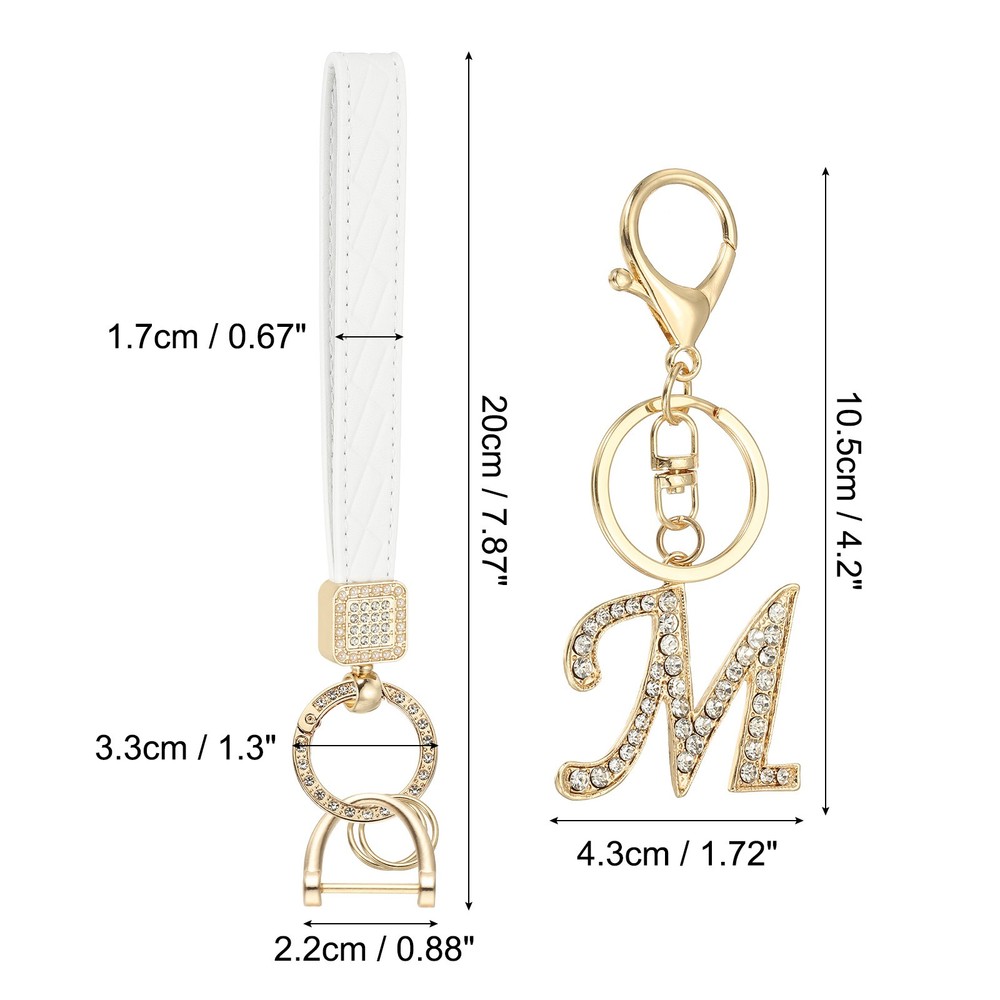 Leather Wristlet Keychain, Chic Letter m Keychains