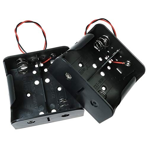 E-outstanding Battery Box 2PCS 2X D Cell Black Side by Side Battery Holders