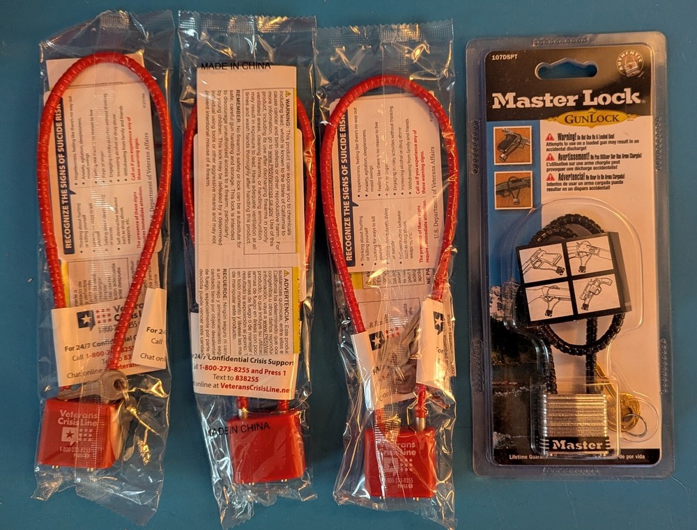 Master Lock, Gun Lock, w/ Three (3) Generic Gun Locks, Four (4) Gun Locks Total